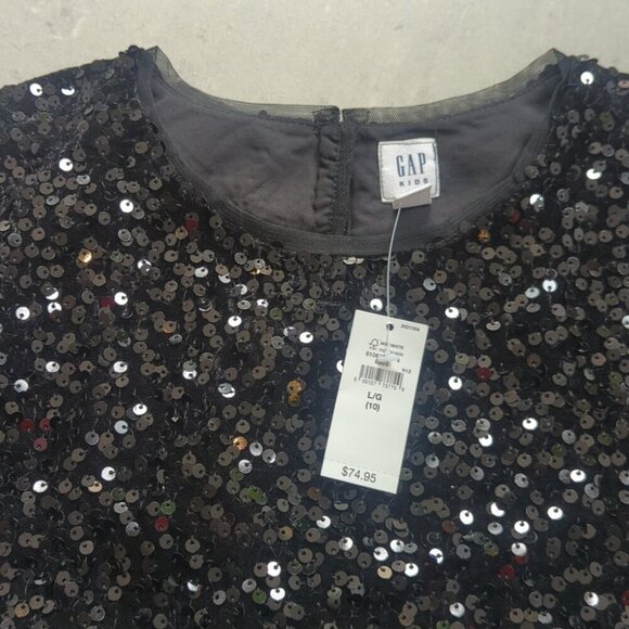 Gap Kids Sequin Black Kids Crop Top - Size 10 NWT - Picture 3 of 4